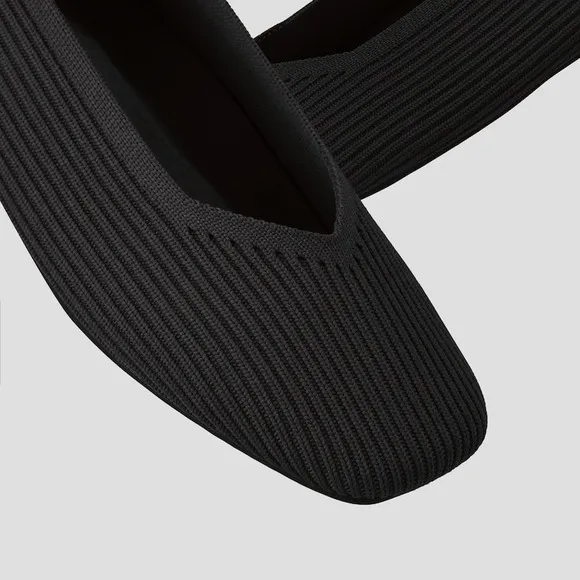 VIVAIA Knit Pointed-Toe Flats Comfortable Everyday Shoes Black EU/38 US/7,7.5