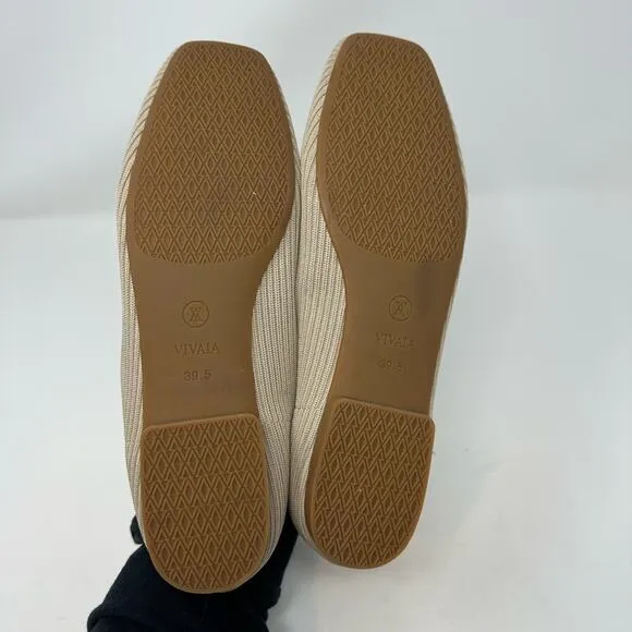VIVAIA Samantha Classic Square-Toe Loafers Beige in Almond Size 8.5 39.5 Work