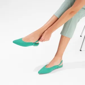 VIVAIA Slingback Flats Pointed Toe Knit Comfortable Green Shoes Size  EU/39 US/8