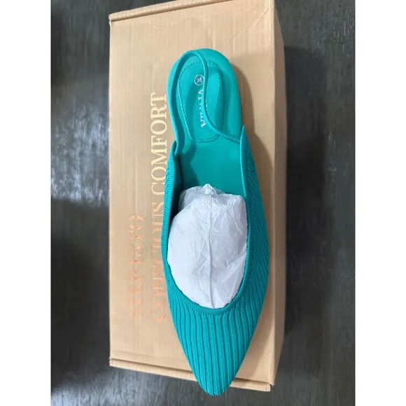 VIVAIA Slingback Flats Pointed Toe Knit Comfortable Green Shoes Size  EU/39 US/8