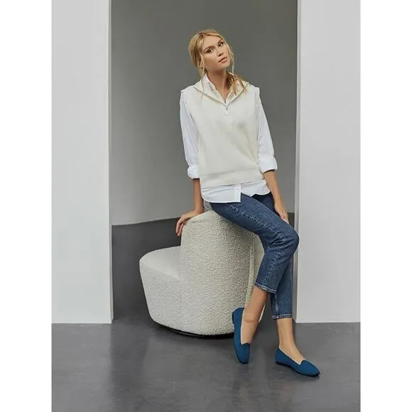 Vivaia Sylvia Square-Toe Loafers Blue Size 9 Comfort Classic Casual Minimalist