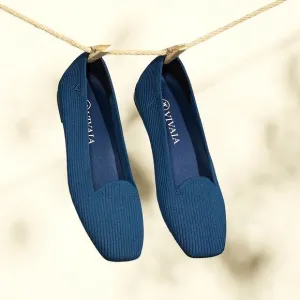 Vivaia Sylvia Square-Toe Loafers Blue Size 9 Comfort Classic Casual Minimalist