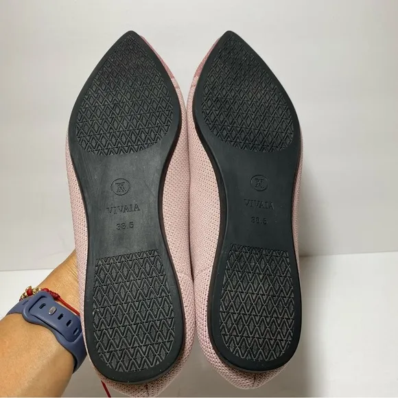 VIVAIA Women’s Slip on Ballet Pointed-Toe Pink Glitter Flats Size 38.5