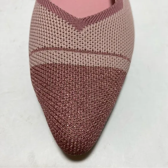 VIVAIA Women’s Slip on Ballet Pointed-Toe Pink Glitter Flats Size 38.5