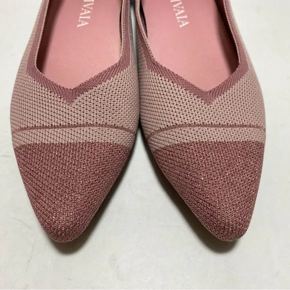 VIVAIA Women’s Slip on Ballet Pointed-Toe Pink Glitter Flats Size 38.5