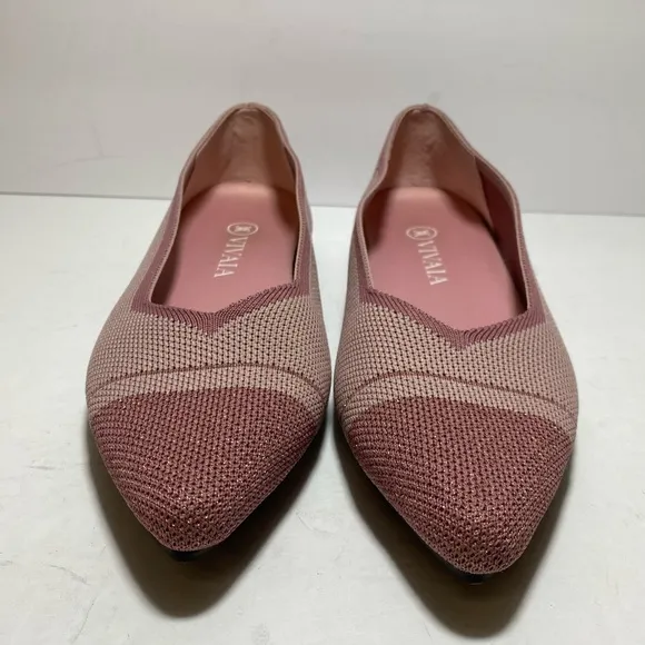 VIVAIA Women’s Slip on Ballet Pointed-Toe Pink Glitter Flats Size 38.5