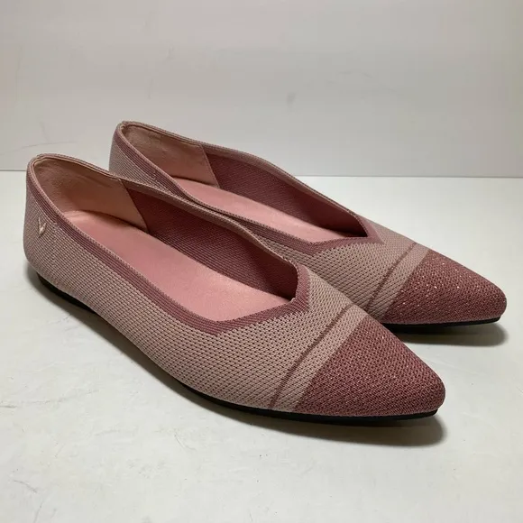 VIVAIA Women’s Slip on Ballet Pointed-Toe Pink Glitter Flats Size 38.5