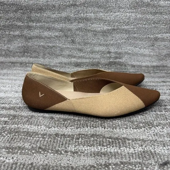 Vivaia Women's Valencia 2.0 V-Cut Pointed Toe Wheat Washable Flats Size 10 US