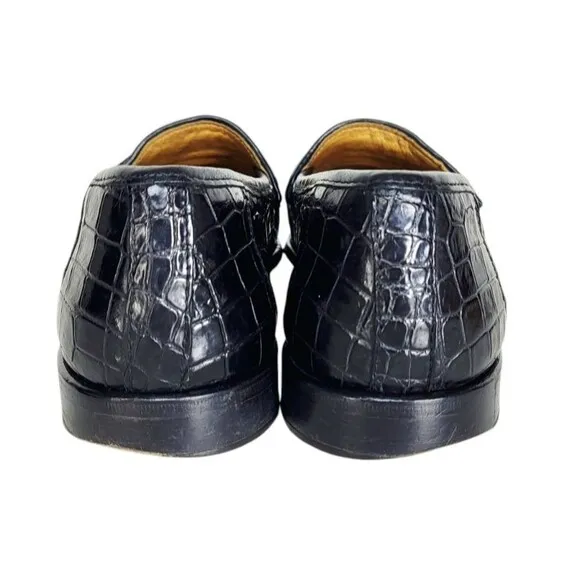 VTG  Zelli Black Genuine Crocodile Hand Crafted in Italy Loafers Men's Size 9.5