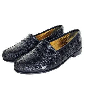 VTG  Zelli Black Genuine Crocodile Hand Crafted in Italy Loafers Men's Size 9.5