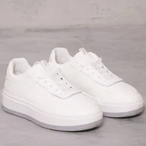 White Contrast Sole Chunky Platform Sneakers