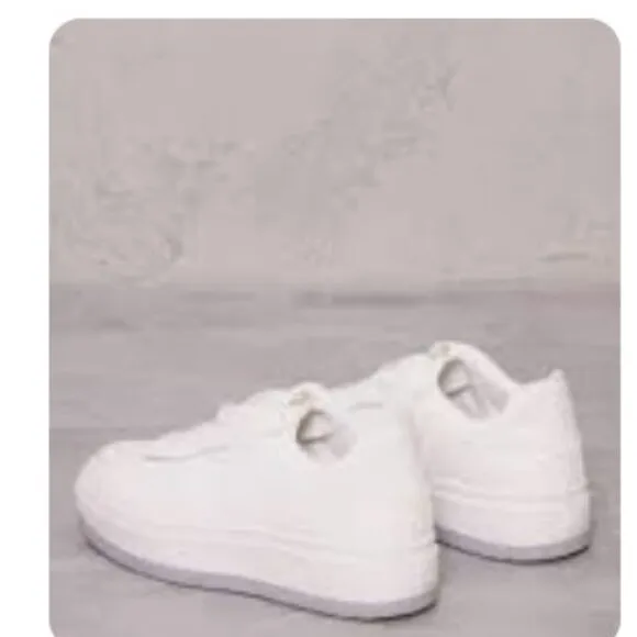 White Contrast Sole Chunky Platform Sneakers