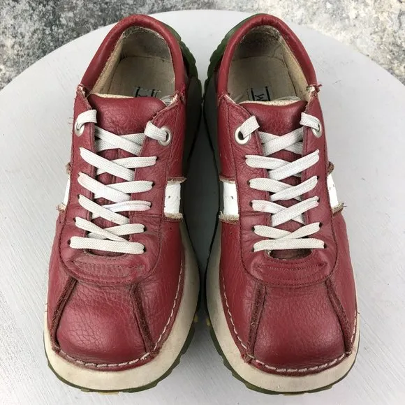 Wild Rice Vintage Women's Size 6.5 Bullpen Red Leather Chunky Sneakers 90s Y2K