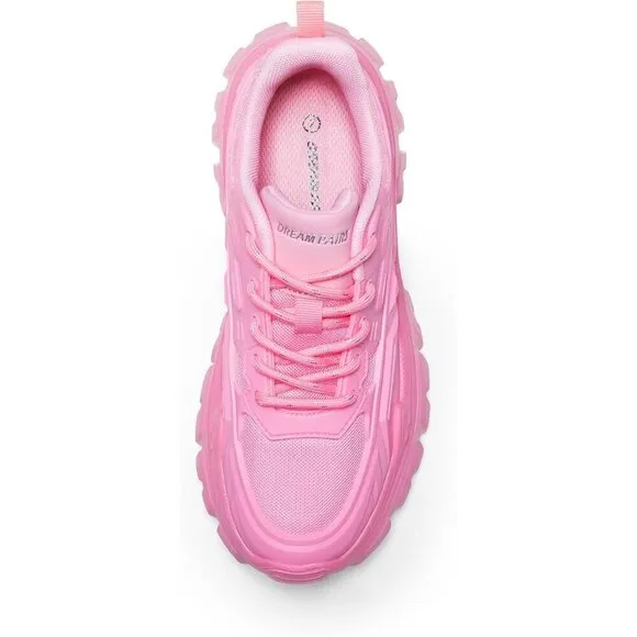 Women Chunky Fashion Sneakers Bold Lace-Up Comfortable Sneakers