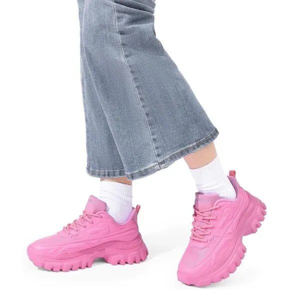 Women Chunky Fashion Sneakers Bold Lace-Up Comfortable Sneakers