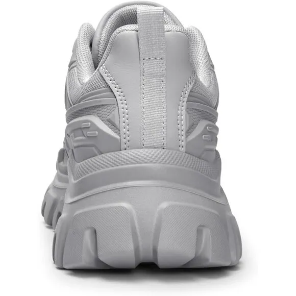?Women Grey Chunky Fashion Sneakers Bold Lace-Up Comfortable Sneakers