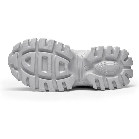 ?Women Grey Chunky Fashion Sneakers Bold Lace-Up Comfortable Sneakers