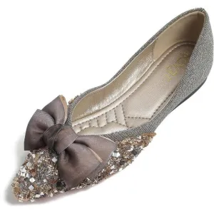 Women Rhinestone Wedding Flats Comfort Pointed Toe Ballet Flats Shoes
