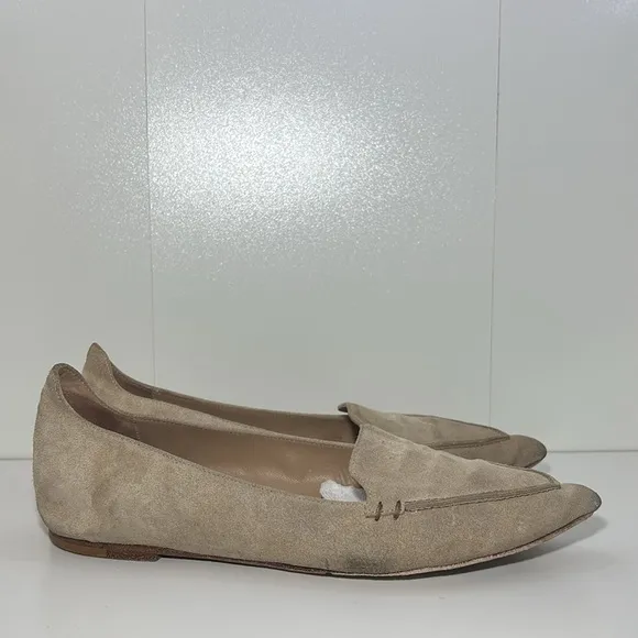 Women’s 7.5 nude tan suede pointed toe flats High quality shoes