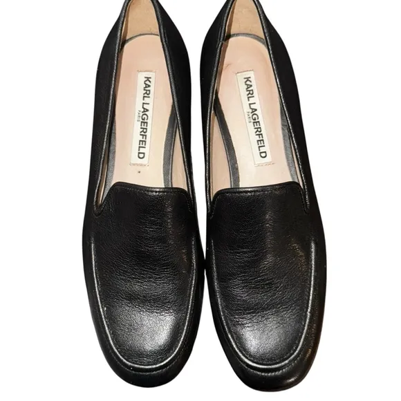 Women's Karl Lagerfeld Loafers, Black, Size 6.5, flats leather