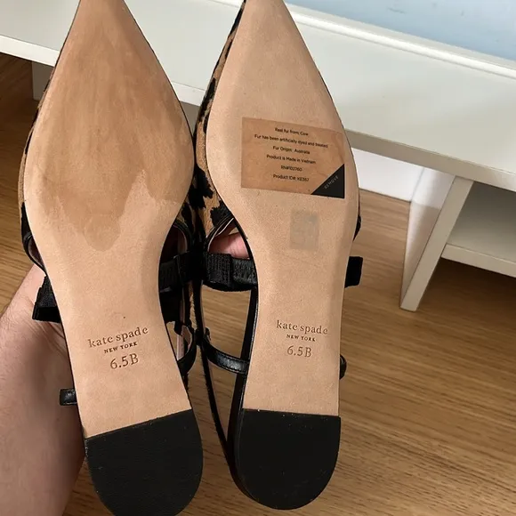 Womens Kate Spade Maritza Pointed Toe Calf Hair Slingback Flats Size 6.5