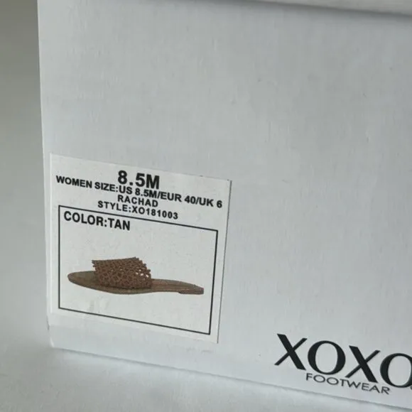 XOXO Sandals Rachad Perforated Tan Flats Size 8.5 New in Box
