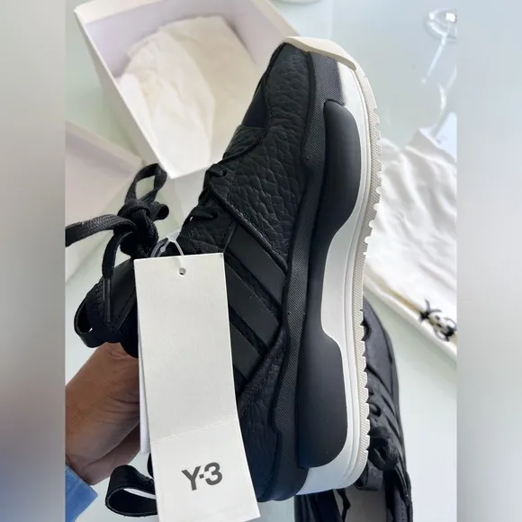 Y-3 Black and White Chunky Sneakers