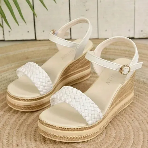 Youth Fashionable Vacation Style Anti-slippery Woven Platform Wedge Heel Sandals