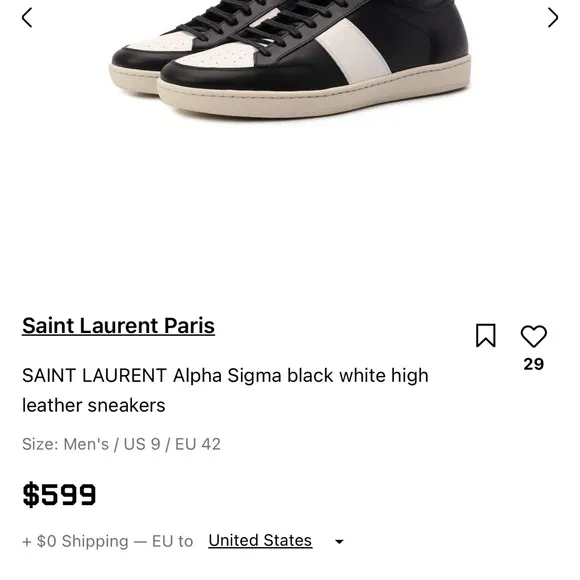 Yves Saint Laurent - Alpha Sigma black &amp; white high top leather sneakers 9 42