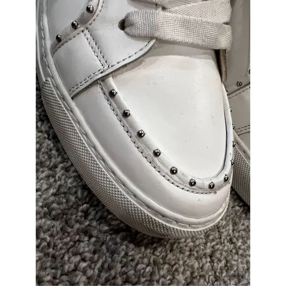 Zadig &amp; Voltaire Women's White Leather Studded High Flash Sneakers Size 41 NWOT