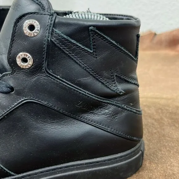 Zadig and Voltaire ZV1747 High Flash Sneakers Zipper Lightning Bolt High Top