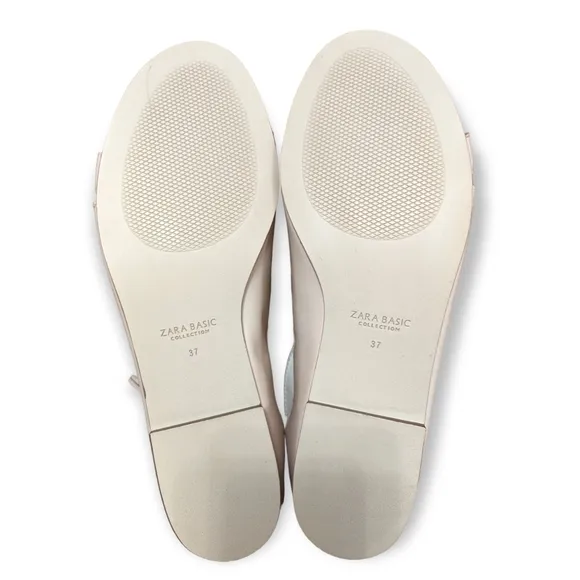 ZARA Basic CollectionSalmon Leather Open Lace-Up Flat Sandals, 6.5