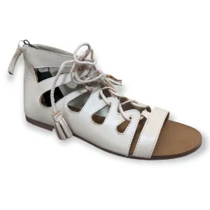 ZARA Basic CollectionSalmon Leather Open Lace-Up Flat Sandals, 6.5