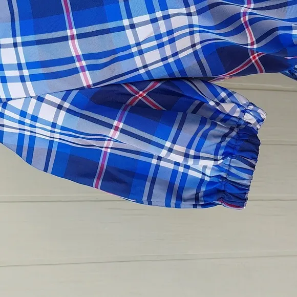 Zara Blue Plaid Button Down Dress Sz S