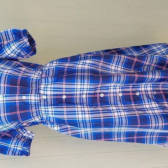 Zara Blue Plaid Button Down Dress Sz S