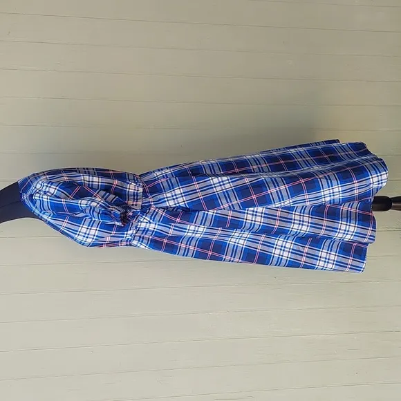 Zara Blue Plaid Button Down Dress Sz S