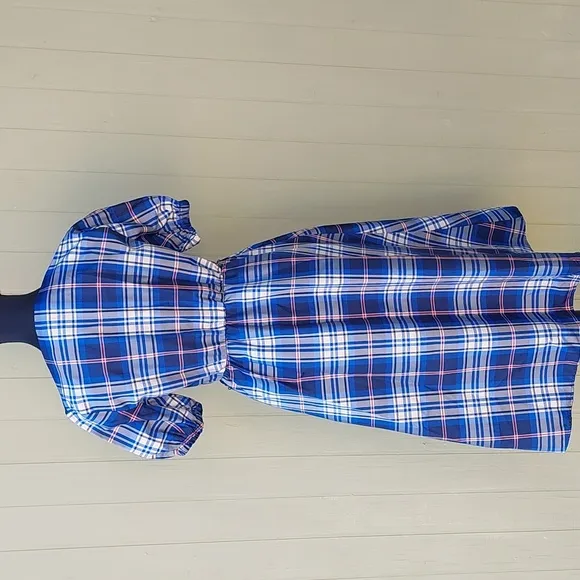 Zara Blue Plaid Button Down Dress Sz S