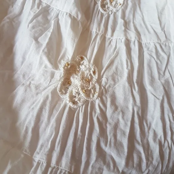 ZARA Bright White Embroidered Spaghetti Strap Full Tiered Maxi Dress