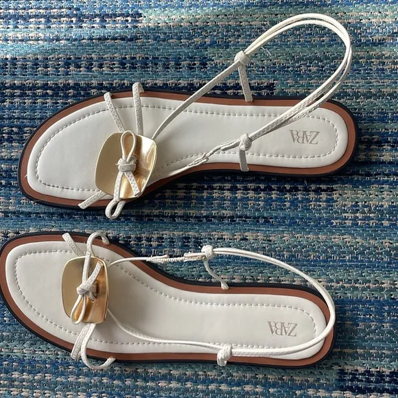 Zara embellished flat sandal size 8
