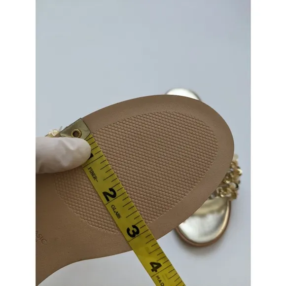 Zara Gold Beaded Flat Sandals Women's Size 5