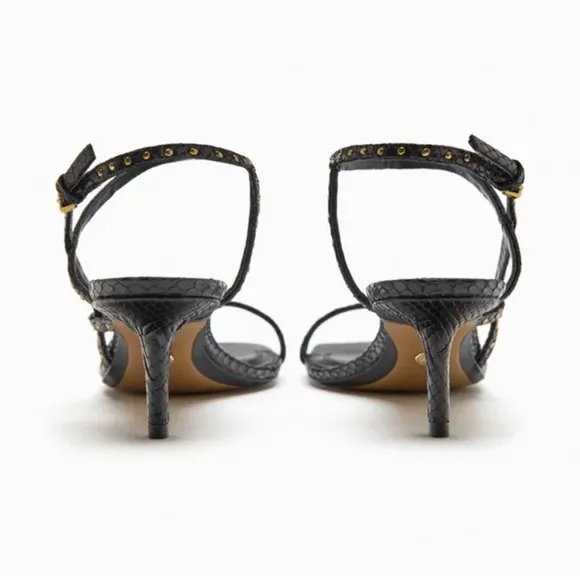 Zara studded leather heeled sandals